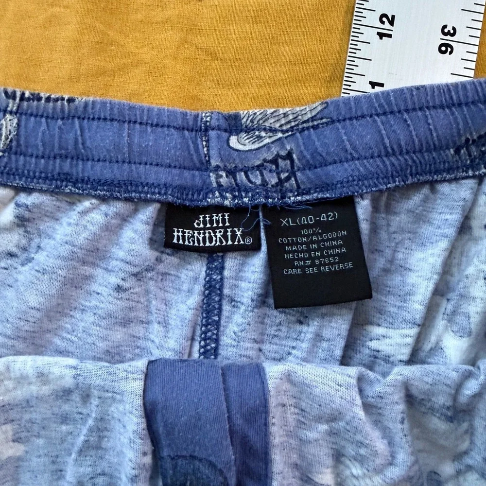 Jimi Hendrix Mens Blue‎ Winged Guitar Print Pajama Pants XL Cotton Loungewear